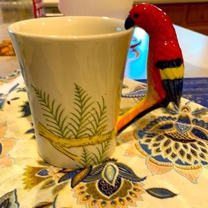 Beautiful pier 1 imports hand painted stone ware bird parrot